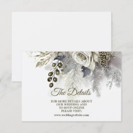 Carte D'accompagnement Fête de mariage Argent Golden White Roses Fleurs