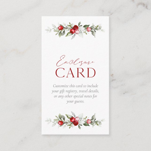 Carte D'accompagnement Fête de mariage hivernale aux baies (Devant)
