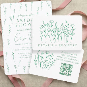 Carte D'accompagnement Fête de Mariée aux Fleurs Sauvages Délicatement Di