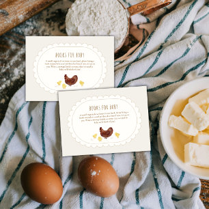 Carte D'accompagnement Fête de Naissance Bohème Neutre Ferme Poule Livres