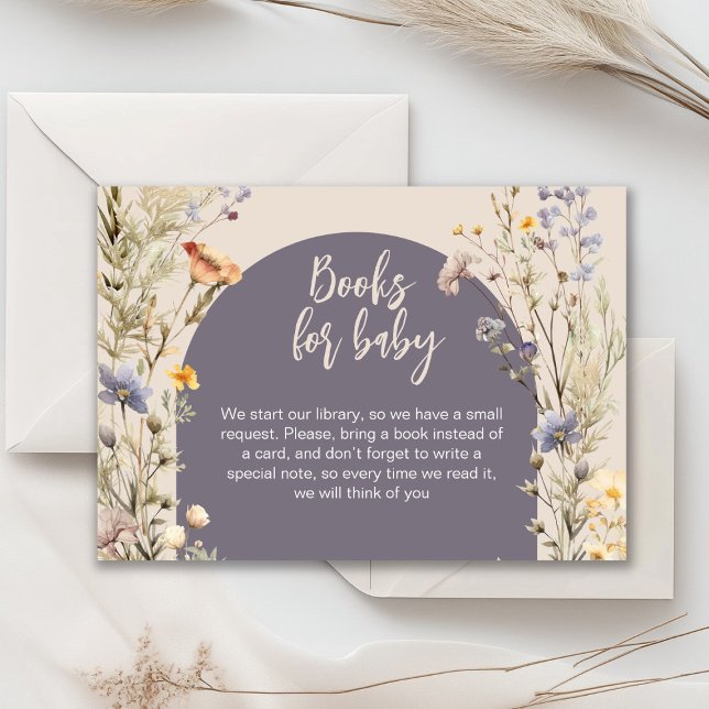 Carte D'accompagnement Fête de naissance élégante et bohème avec prairie  (A little wildflower elegant rustic boho watercolor baby shower invitation, baby in bloom)