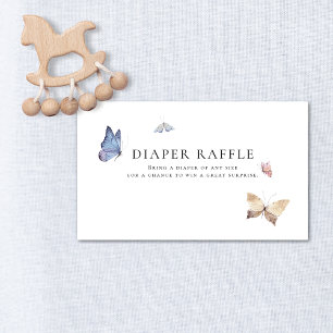 Carte D'accompagnement Fête de Naissance Fille Papillon Tirage au Sort Co
