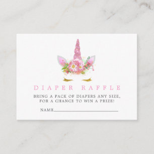 Carte D'accompagnement Fête de naissance Licorne Fille Rose et Or Tirage 