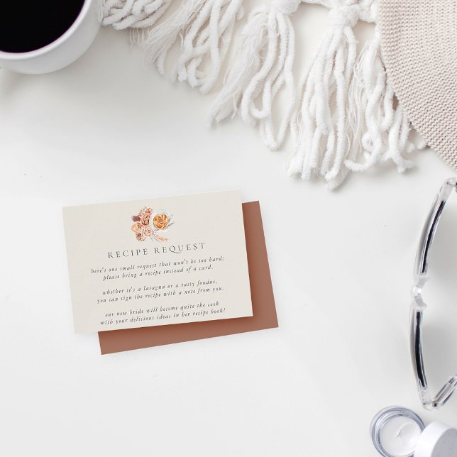 Carte D'accompagnement Fête des mariées Boho Floral Coffee Demande de rec (Créateur téléchargé)