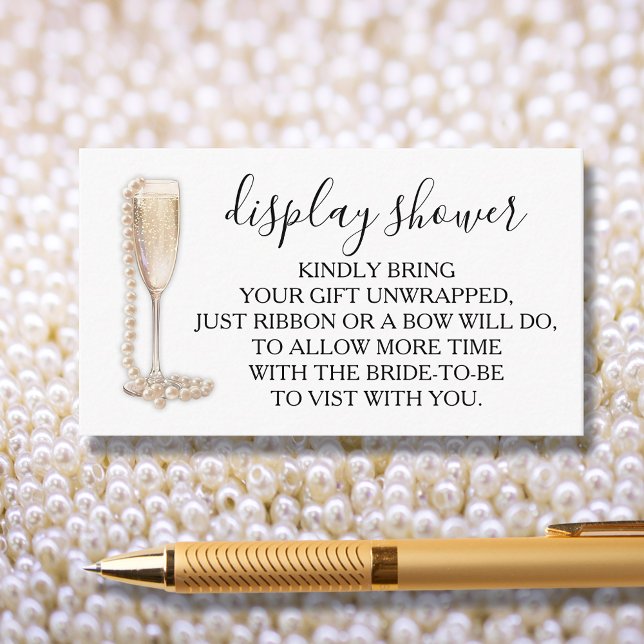 Carte D'accompagnement Fête des mariées d'affichage Perles et poursuites (Pearls & Prosecco Display Bridal Shower Enclosure Cards - use our poem or create your own)
