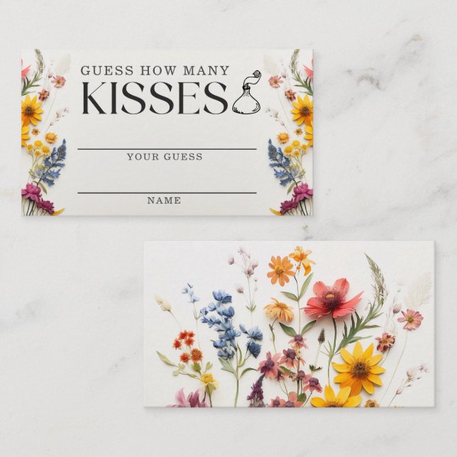 Carte D'accompagnement Fête des mariées de fleurs pressées Combien de car (Devant / Derrière)