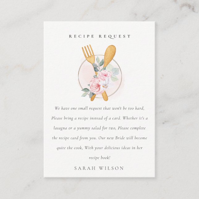 Carte D'accompagnement Fête des mariées de la demande de recette florale  (Devant)