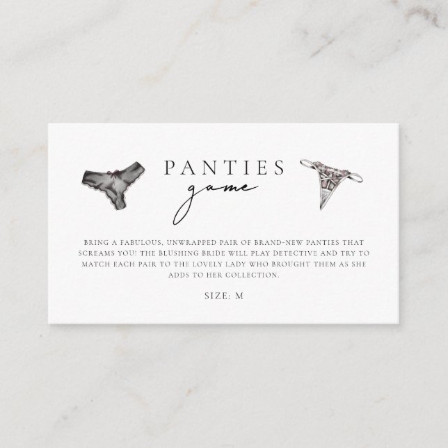 Carte D'accompagnement Fête des mariées de lingerie du jeu de la culotte (Devant)