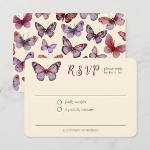Carte D'accompagnement Fête des mariées de papillons Élégante CUSTOM RSVP
