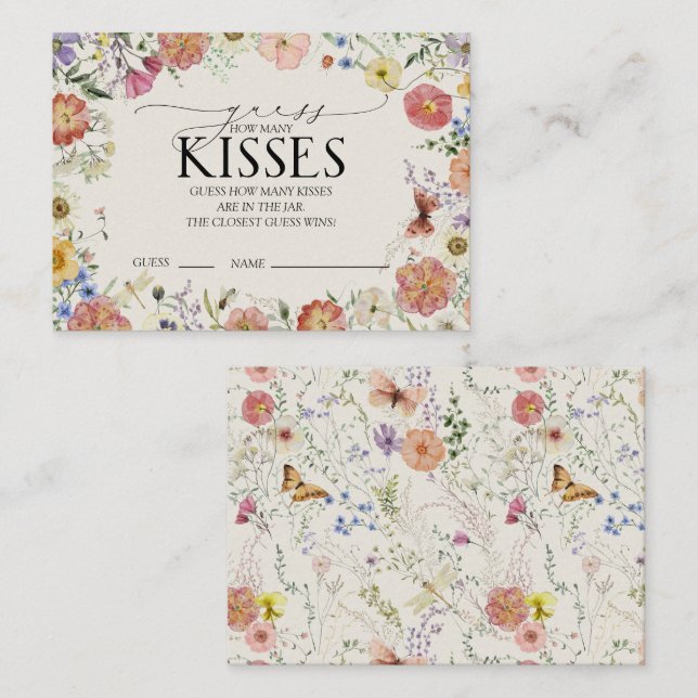 Carte D'accompagnement Fête des mariées Fleur sauvage Pressé jeu Baisers (Devant / Derrière)