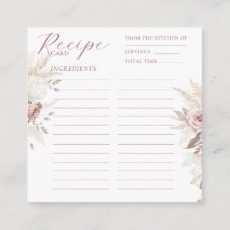 Carte D'accompagnement Fête des mariées florale Dusty Rose Recette Insert