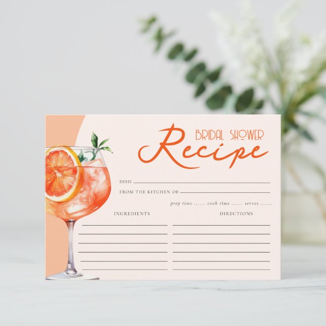 Carte D'accompagnement Fête des mariées Orange Aperol Spritz Recette 2 (Debout devant)