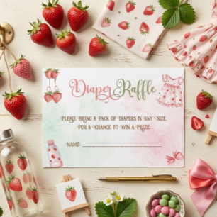 Carte D'accompagnement Fête Prénatale Fille au Thème de Fraise Tirage au 