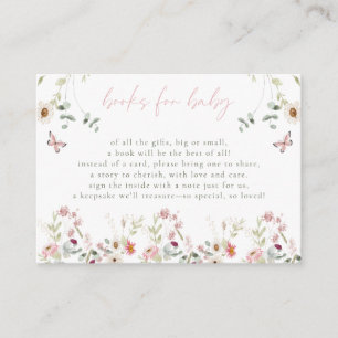 Carte D'accompagnement Fête Prénatale Petite Fille Papillon Fleur Sauvage