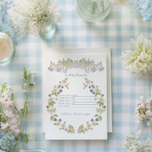 Carte D'accompagnement Fête prénatale pour bébé dans un jardin fleuri d'é