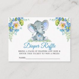 Carte D'accompagnement Feuillage de Baby shower floral bleu éléphant