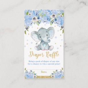 Carte D'accompagnement Feuillage de Baby shower floral bleu éléphant