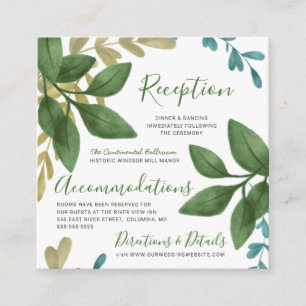 Carte D'accompagnement Feuillage de mariage d'aquarelle de réception et