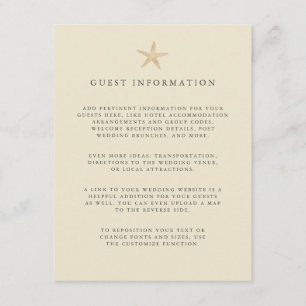 Carte D'accompagnement Feuille d'or Starfish mariage côtier Détails