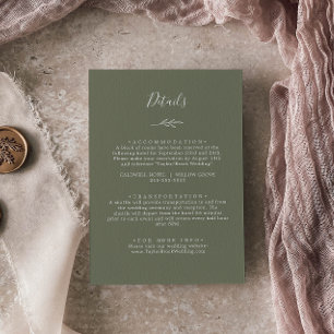 Carte D'accompagnement Feuille minimale Détails sur le vert foncé