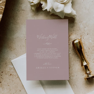 Carte D'accompagnement Feuille minimale   Dusty Rose Mariage Wishing well