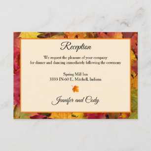 Carte D'accompagnement Feuilles Automne Couleurs Automne Accueil Mariage