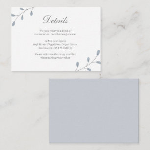 Carte D'accompagnement Feuilles Bleu Poussiéreux Détail Botanique Hôtel d