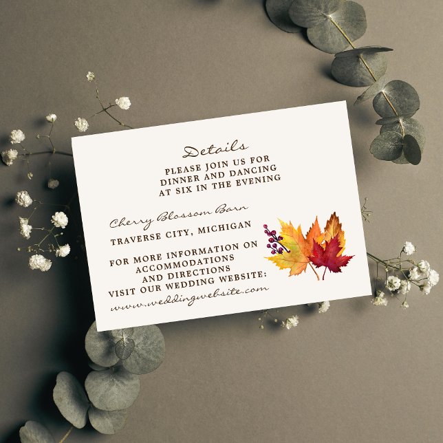 Carte D'accompagnement Feuilles d'automne Détails du Mariage de automne I (Créateur téléchargé)