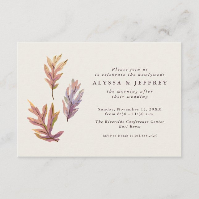 Carte D'accompagnement Feuilles d'automne jour après brunch mariage (Devant)