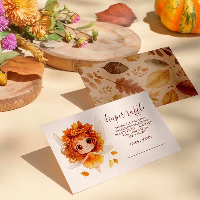 Carte D'accompagnement Feuilles d'automne Raffin de lessive (Step into an enchanting autumn forest where fairies flutter, and woodland creatures play. )