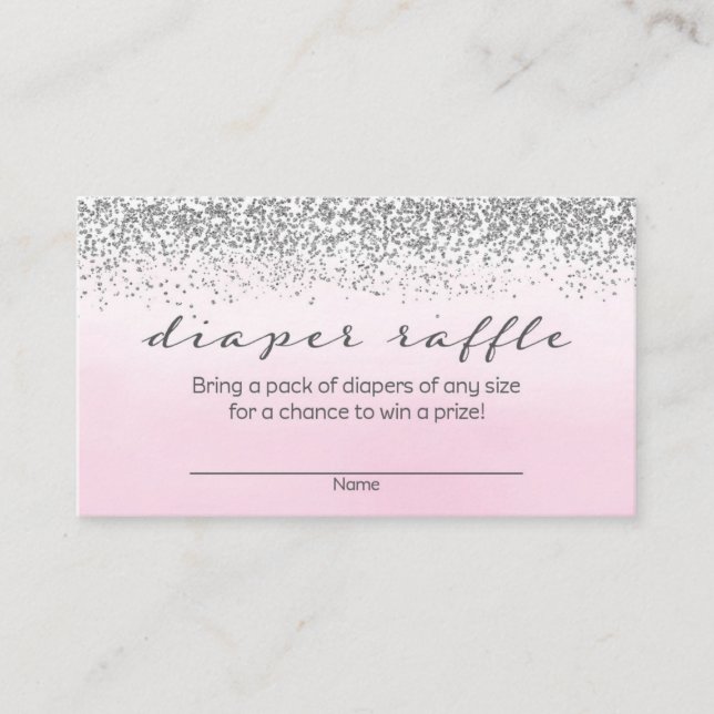 Carte D'accompagnement Feuilles de couches de Baby shower rose et argent  (Devant)