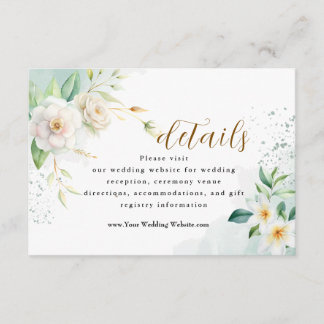 Carte D'accompagnement Feuilles de fleurs et de verdure blancs d'une mari