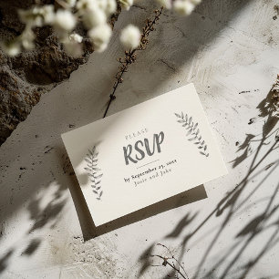 Carte D'accompagnement Feuilles dessinés au crayon RSVP