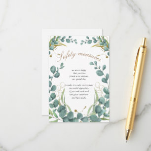 Carte D'accompagnement feuilles d'or eucalyptus mesures de sécurité maria
