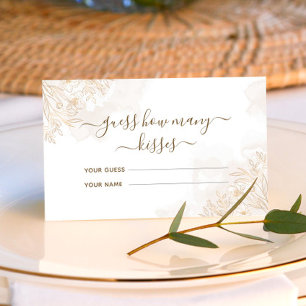 Carte D'accompagnement Feuilles Florales Dorées Combien de Baisers Jeu de