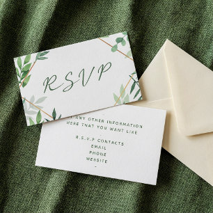 Carte D'accompagnement Feuilles vertes, RSVP mariage