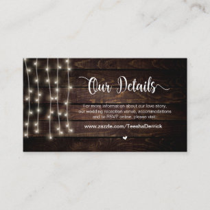 Carte D'accompagnement Feux de chaîne rustique de pays, détails Mariages