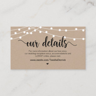 Carte D'accompagnement Feux Rustic Farm String, détails Mariages