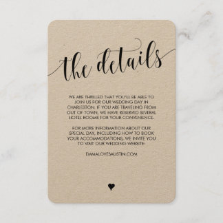 Carte D'accompagnement Fiche d'informations sur le Mariage rustique