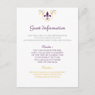 Carte D'accompagnement Fiche Fleur de Lis