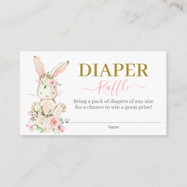 Carte D'accompagnement Fiche rabat fille Baby shower lapin (Devant)