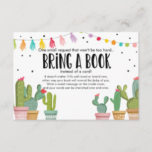 Carte D'accompagnement Fiesta Baby shower Cactus Apportez un livre Boîtie