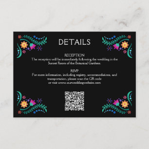 Carte D'accompagnement Fiesta Floral Mariage QR Détails