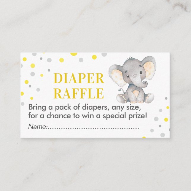 Carte D'accompagnement Filet de calculette éléphant Baby shower jaune (Devant)