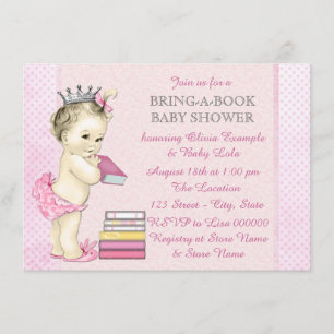Carte D'accompagnement Fille apporte une douche de bébé de livre