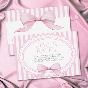 Carte D'accompagnement Fille au Nœud Rose Coquette Rayée Baby Shower Couc
