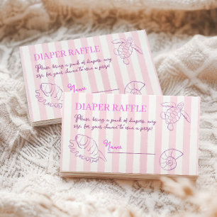 Carte D'accompagnement Fille aux rayures roses côtières mer bientôt bébé