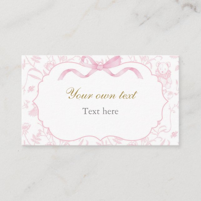 Carte D'accompagnement Fille Baby shower Bow Rose Personnalisée (Devant)