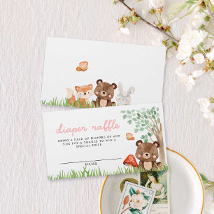 Carte D'accompagnement Fille Baby shower de bois Déchets Raffle