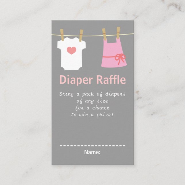 Carte D'accompagnement Fille Baby shower, Vêtements Repas de couches Bill (Devant)